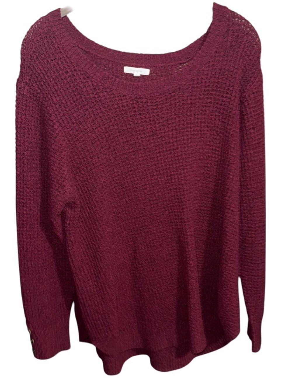 Maurices Scoop-Neck Waffle Knit Sweater - Burgundy Plum